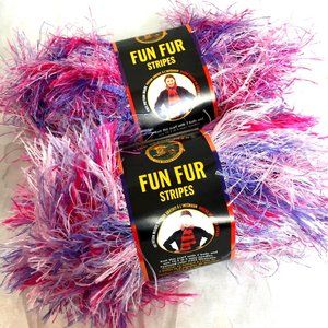 Cotton Candy Eyelash Yarn Fun Fur Lion Brand Yarn Bundle of 2